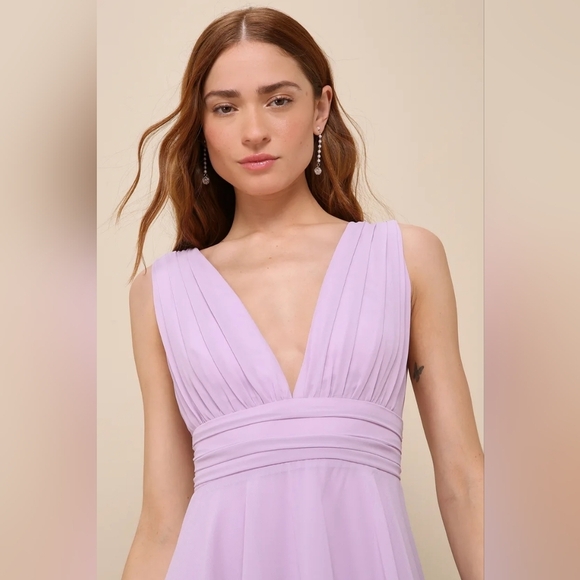 Lulus Amazing Evening Lavender Tiered Maxi Dress L Wedding Party Prom Spring - Picture 3 of 10